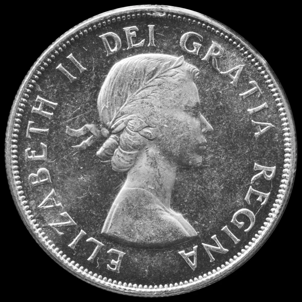 Canadian Half Dollar — .800 Silver obverse: Elizabeth II laureate portrait right