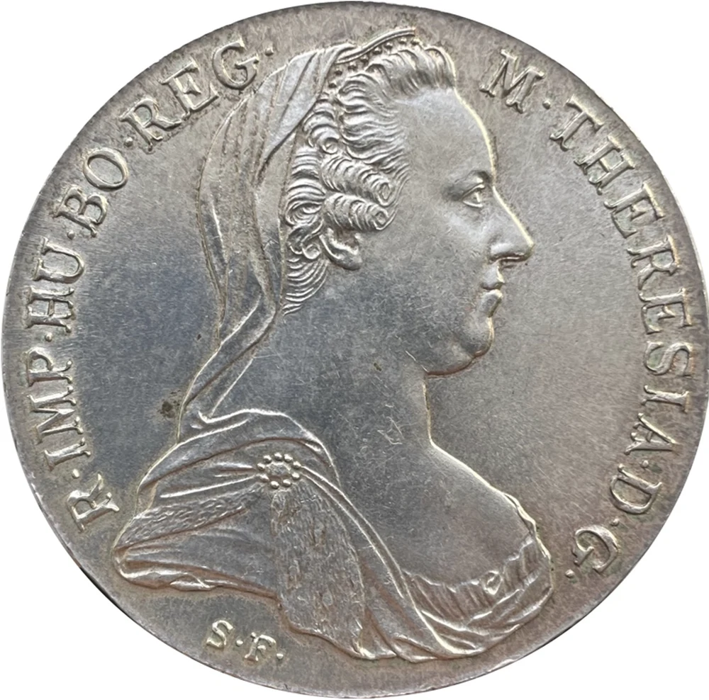 Maria Theresa Silver Thaler Restrike obverse: Maria Theresa bust right with S.F.