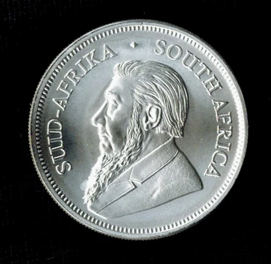 South African Silver Krugerrand, One Ounce obverse: Paul Kruger left