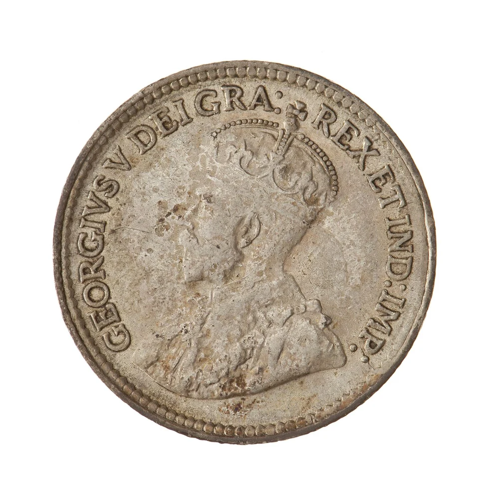 1919 Canadian sterling five-cent obverse - crowned George V portrait facing left