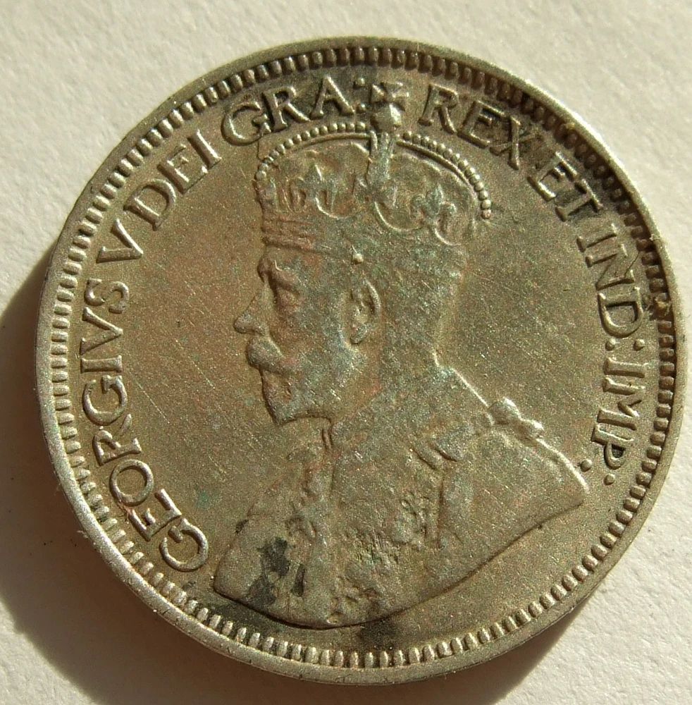 1917 Canadian sterling dime obverse — crowned George V portrait facing left