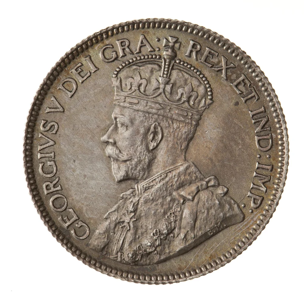 1912 Canadian sterling quarter obverse - crowned George V portrait facing left