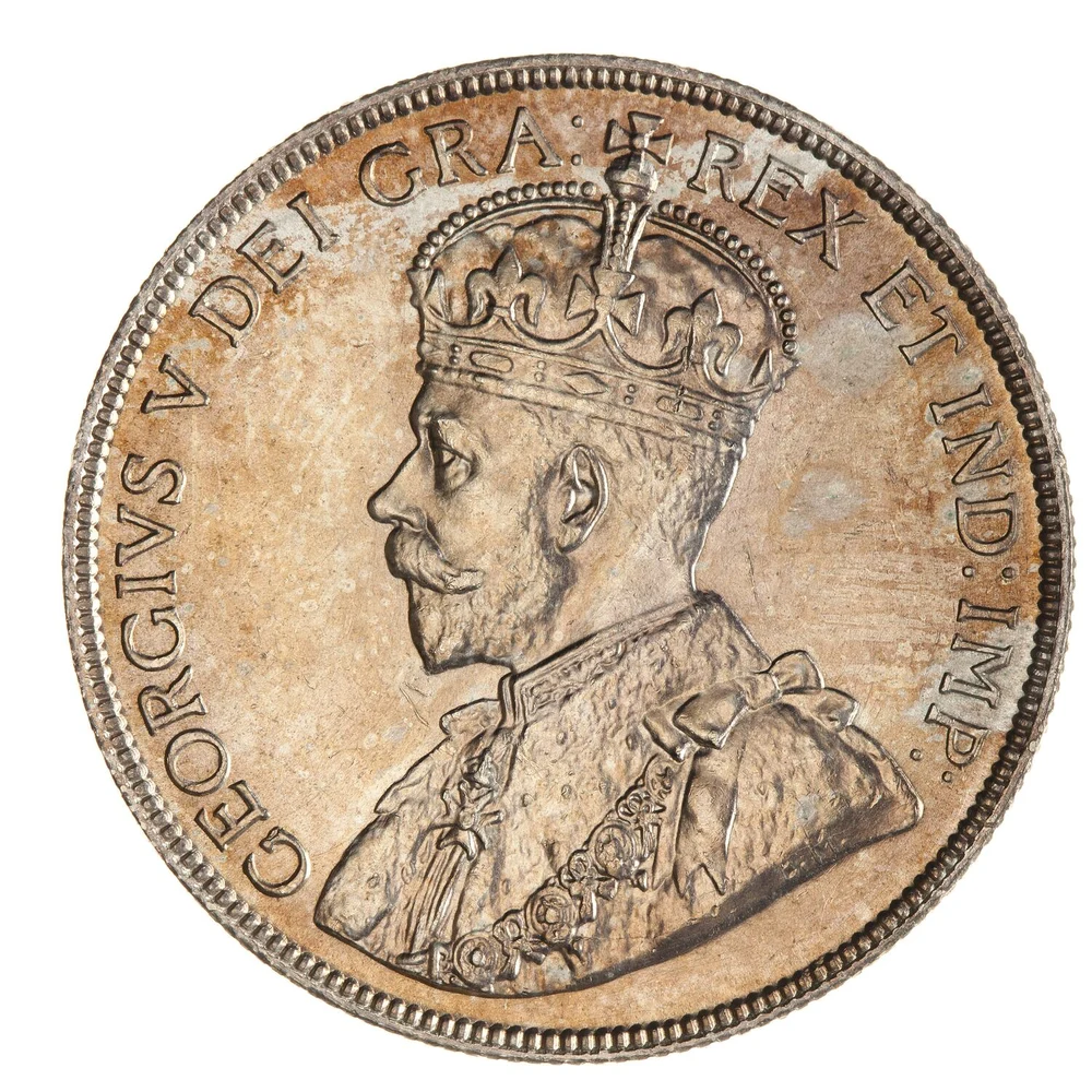 1912 Canadian sterling half-dollar specimen obverse - crowned George V portrait facing left