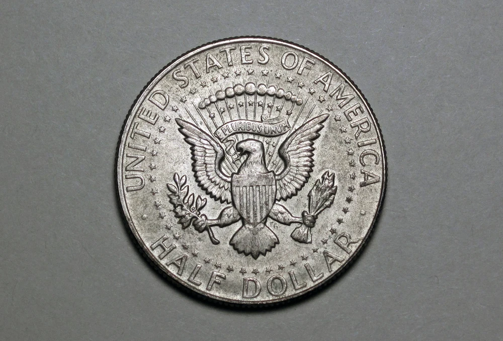 1965–1970 Kennedy Half Dollar — 40% Silver reverse — 1967 Kennedy half dollar, representative of 1965–1970 40% silver circulation issues