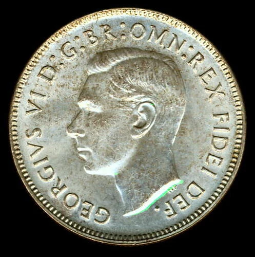 1951 Australian half-silver florin obverse - George VI portrait facing left