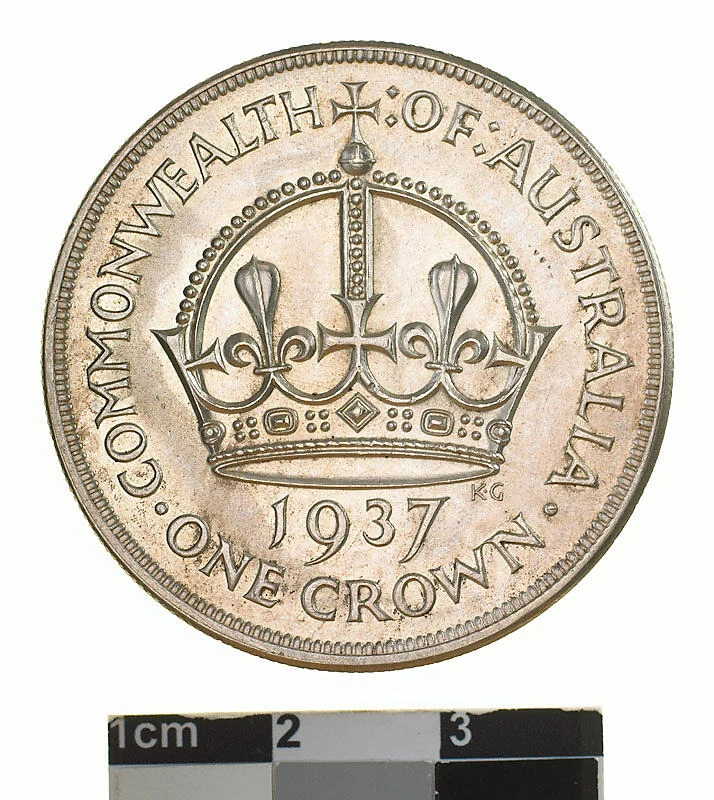 1937 Australian silver crown reverse - crown above 1937 and ONE CROWN