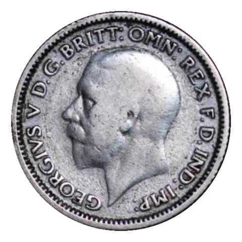 1928 KM832 oak-leaf sixpence obverse — royal portrait and surrounding legend