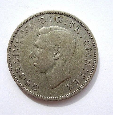 1938 KM855 George VI florin obverse — royal portrait and surrounding legend