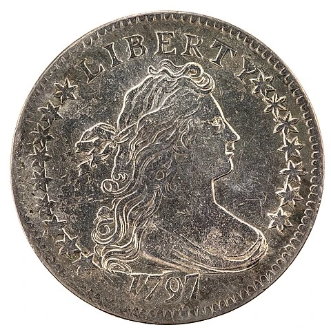 1797 Draped Bust Dime — Small Eagle obverse; complete photographed coin face