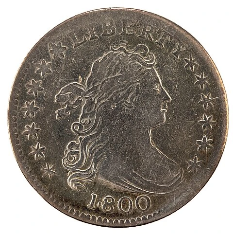 1800 Draped Bust Dime — Heraldic Eagle obverse; complete photographed coin face