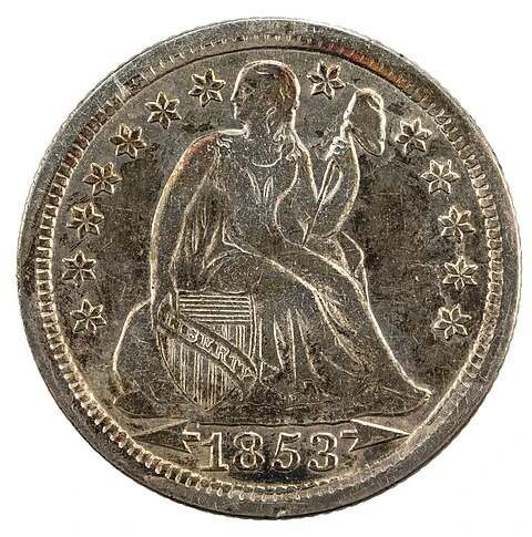 1853 Seated Liberty Dime — Reduced Weight, Verified Early Types obverse; complete photographed coin face