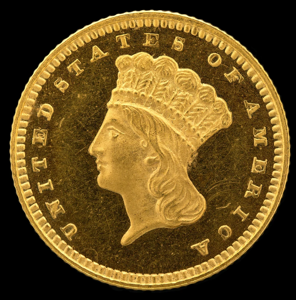 Indian Princess Gold Dollar — Type III Large Head obverse — 1856 Type 3 Indian Princess large-head gold dollar