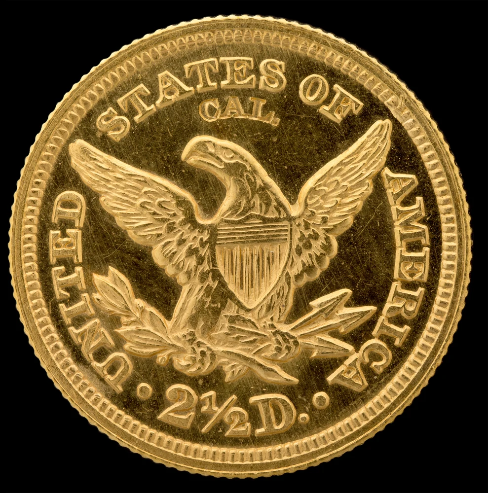 Liberty Head Quarter Eagle — $2½ reverse — 1848 CAL Liberty Head quarter eagle; CAL is an issue-specific marking, not present on ordinary issues
