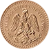 Mexico 2 peso gold obverse showing Mexican national arms