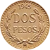 Mexico 2 peso gold reverse showing DOS PESOS inside a wreath