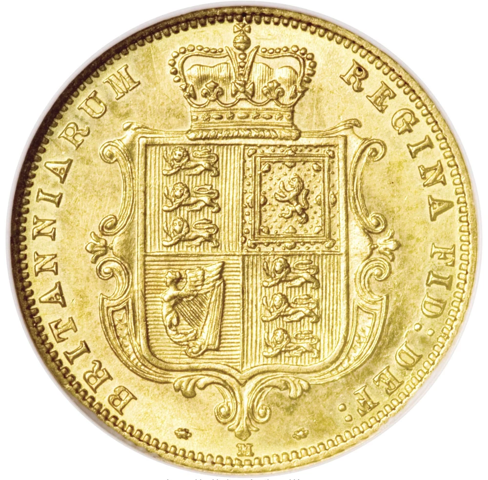 1882-M Victoria young-head half sovereign reverse