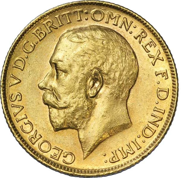 1912 George V full sovereign, first portrait obverse
