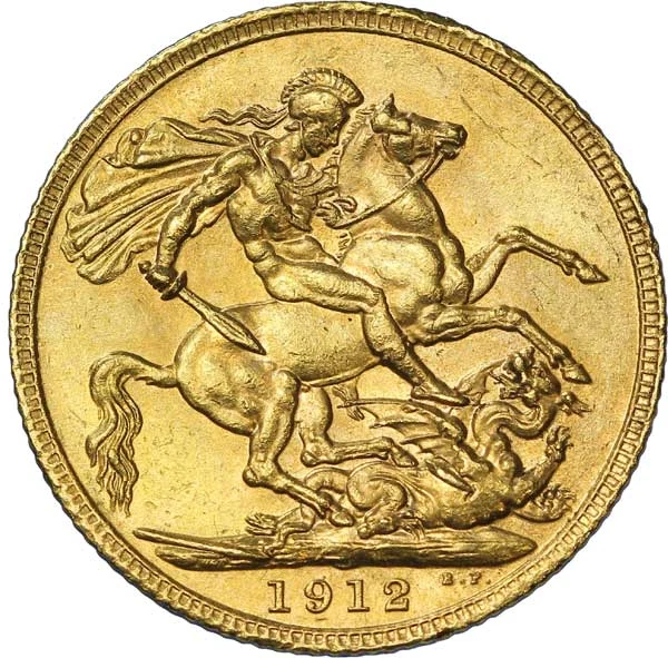 1912 George V full sovereign, first portrait reverse
