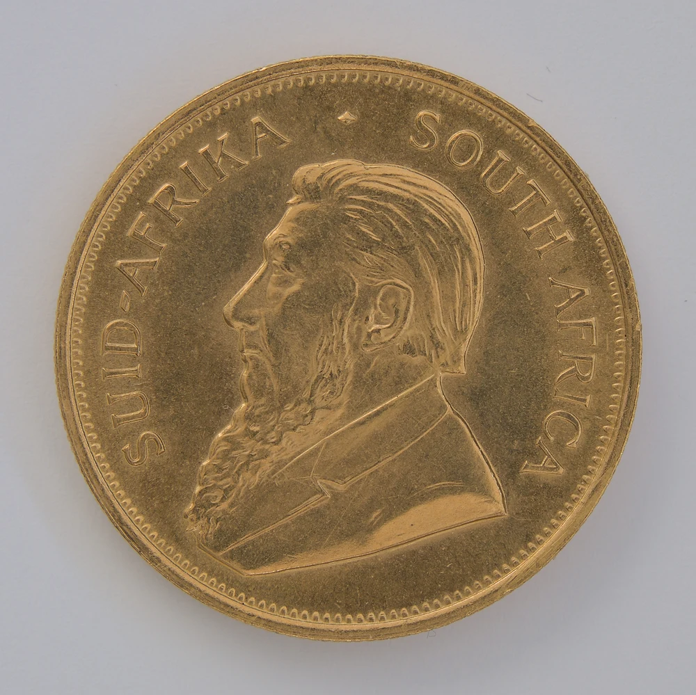 South African Gold Krugerrand, One Ounce obverse: Paul Kruger left